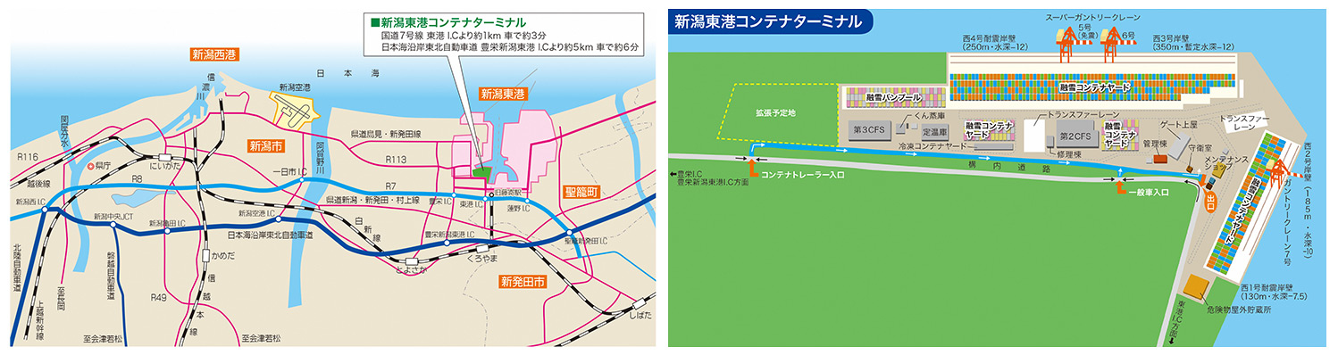 新潟東港コンテナターミナルの位置